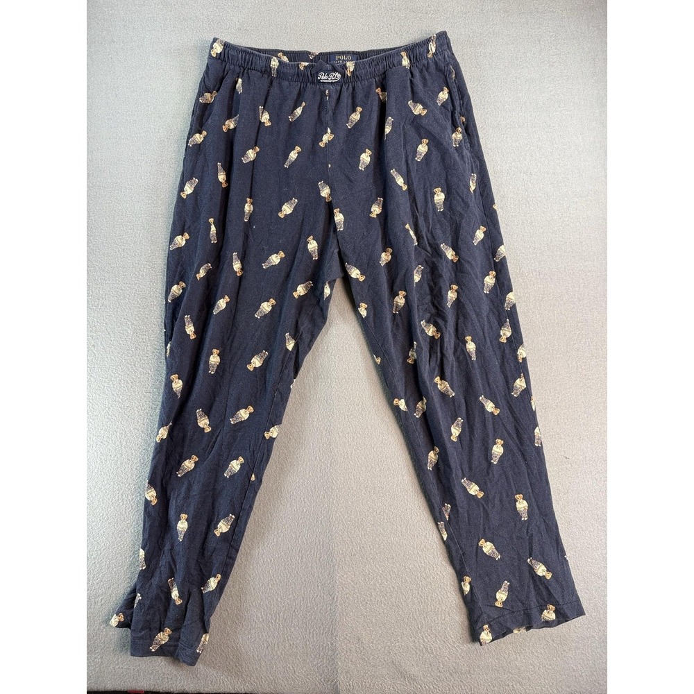 Polo Ralph Lauren Pajama Pants Mens XL Blue Polo Bear All Over Sleepwear Logo